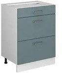 Vicco K&uuml;chenunterschrank, Blaugrau, Wei&szlig;, Holzwerkstoff, 3 F&auml;cher, 3 Schubladen,