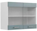 Vicco K&uuml;chenglasschrank, Blaugrau, Wei&szlig;, Holzwerkstoff, 1 F&auml;cher, Rechteckig,