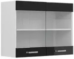 Vicco K&uuml;chenglasschrank, Schwarz Hochglanz, Wei&szlig;, Holzwerkstoff, 1 F&auml;cher,