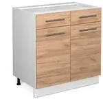 Vicco K&uuml;chenunterschrank, Honigeiche, Wei&szlig;, Holzwerkstoff, 3 F&auml;cher, 2...