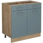 Vicco K&uuml;chenunterschrank, Blaugrau, Honigeiche, Holzwerkstoff, 1 F&auml;cher, 2