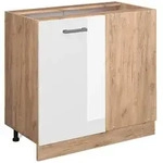 Vicco Eckunterschrank, Wei&szlig; Hochglanz, Honigeiche, Holzwerkstoff, 1 F&auml;cher,