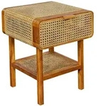 Livetastic Nachtschrank, Natur, Holz, Rattan, Teakholz,Teakholz, massiv, 48x60x45 cm,