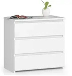 Akord Nachtschrank, Wei&szlig;, Holzwerkstoff, Nachbildung, 3 Schubladen,