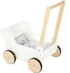 small foot Puppenwagen, Wei&szlig;, Holz, Textil, 46x54x33 cm, EN 71, h&ouml;henverstellbar,