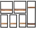 Mid.you Wandregalset, Natur, Schwarz, Holz, Metall, 6-teilig, Mangoholz, massiv, 7