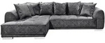 Mid.you Ecksofa, Anthrazit, Kunststoff, 4-Sitzer, Ottomane links, seitenverkehrt