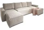 Masseno Wohnlandschaft, Creme, Kunststoff, 5-Sitzer, U-Form, 295x85x140 cm,
