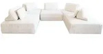 Kawola Modulsofa, Creme, Kunststoff, Echtholz, 4-Sitzer, F&uuml;llung: Schaumstoff,