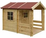 Timbela Kinderspielhaus, Beige, Holz, 146x145x182 cm, Outdoor Spielzeug, Spielh&auml;user