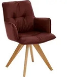 Dieter Knoll Armlehnstuhl, Eiche, Bordeaux, Holz, Leder, Echtleder, Rindleder, Eiche,