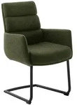Dieter Knoll Armlehnstuhl, Schwarz, Olivgr&uuml;n, Metall, Textil, C-Form, 61x90x64 cm,