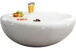 Livetastic Couchtisch, Wei&szlig; Hochglanz, Kunststoff, rund, 100x38x100 cm, Wohnzimmer,