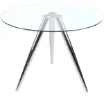 Mid.you Esstisch, Klar, Chrom, Glas, rund, Stativgestell, 100x75x100 cm, Esszimmer,