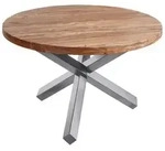 SAM Esstisch, Beige, Metall, Echtholz,Akazie, Rund,Rund, Sternfu&szlig;, 140x78x140 cm,