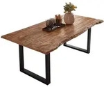 SAM Esstisch, Beige, Metall, Echtholz,Mangoholz, Quadratisch,Rechteckig, U-Form,
