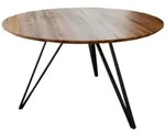 SAM Esstisch, Braun, Metall, Echtholz,Akazie, Rund,Rund, eckig, 120x77x120 cm,
