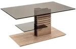 Couchtisch, Grau, Eiche Bianco, Silber, Holz, Metall, Glas, Holzwerkstoff, Asteiche,
