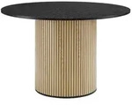 Mid.you Esstisch, Natur, Schwarz, Holz, Metall, Holzwerkstoff, Eiche, furniert, rund,