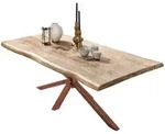 Mid.you Esstisch, Braun, Natur, Holz, Metall, Mangoholz, massiv, rechteckig,