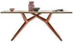 Mid.you Esstisch, Braun, Natur, Holz, Metall, Akazie, massiv, rechteckig, Y-Form,