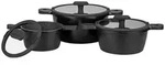 Mulex Topfset, Schwarz, Metall, Rund, antihaftbeschichtet, Kochen, T&ouml;pfe, Topfsets