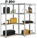 Juskys Lagerregal, Silber, Metall, 80x160x40 cm, Freizeit, Heimwerken, Werkstatt