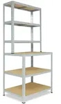 shelfplaza Werkbank, Silber, Metall, Rechteckig, 90x190x60 cm, Freizeit, Heimwerken,