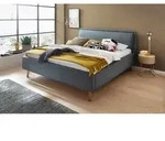 P & B Polsterbett Frieda, Blau, Holz, Esche, 140x200 cm, Reach, Goldenes M,