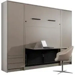 QMM TraumM&ouml;bel Schrankbett, Grau, Holzwerkstoff, 140x200 cm, Schlafzimmer,...
