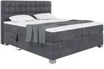 Meblini Boxspringbett, Dunkelgrau, Textil, H3, 7-Zonen, 200x200 cm, Schlafzimmer,