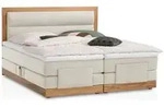 Belanoti Boxspringbett, Beige, Textil, Echtholz,Eiche, 7-Zonen, 180x200 cm,