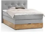 Belanoti Boxspringbett, Hellgrau, Textil, Echtholz,Eiche, 7-Zonen, 140x200 cm,