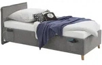 Stylife Polsterbett, Grau, Holz, Eukalyptusholz, 90x200 cm, Reach, gepolstertes
