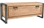Mid.you Schuhschrank, Natur, Schwarz, Holz, Metall, Akazie, massiv, 130x50x40 cm,