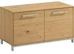 Garderobenbank, Eiche, Metall, Eiche, Balkeneiche, furniert, teilmassiv, 1-Sitzer,