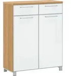 Schuhschrank Santina, Wei&szlig;, Eiche, Holz, Glas, Eiche, furniert, 2 Schublade(n)