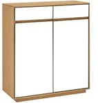 Schuhschrank, Wei&szlig;, Eiche, Holz, Holzwerkstoff, Eiche, teilmassiv, 2 Schublade(n)