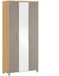 Garderobenschrank Santina, Taupe, Eiche, Holz, Glas, Eiche, furniert, 2 F&auml;cher,