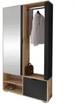 Mirjan24 Garderobe, Eiche Artisan, Schwarz, Kunststoff, Rechteckig, 100x190x33 cm,