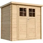 Timbela Holz-Gartenhaus, Beige, Holz, 204x200x142 cm, Aufbewahrung & Schutzh&uuml;llen,