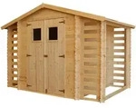Timbela Holzhaus, Beige, Holz, 328x218x206 cm, Aufbewahrung & Schutzh&uuml;llen,