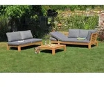 Acamp Loungegarnitur, Teak, Grau, Textil, Holz, Akazie, Uni, F&uuml;llung: Schaumstoff,