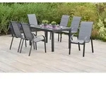 Gardenson Gartentischgruppe Amalfi, Braun, Graphit, Grau, Metall, Glas, Textil,
