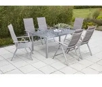 Gardenson Gartentischgruppe Taviano, Braun, Silber, Metall, Glas, Textil, Uni,