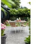 Gardenson Gartentisch, Wei&szlig;, Teak, Holz, Teakholz, vollmassiv, rund, Rundrohr,