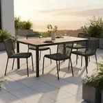 Gardenson Gartentisch, Graphit, Natur, Metall, Akazie, massiv, rechteckig, eckig,