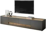 Furn.Design Tv-Lowboard, Grau, Eiche Wotan, Kunststoff, Nachbildung,Eiche, Uni,...