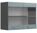 Vicco K&uuml;chenglasschrank, Blaugrau, Anthrazit, Holzwerkstoff, 1 F&auml;cher,...
