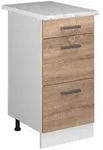Vicco K&uuml;chenunterschrank, Sonoma Eiche, Wei&szlig;, Holzwerkstoff, 3 F&auml;cher, 3